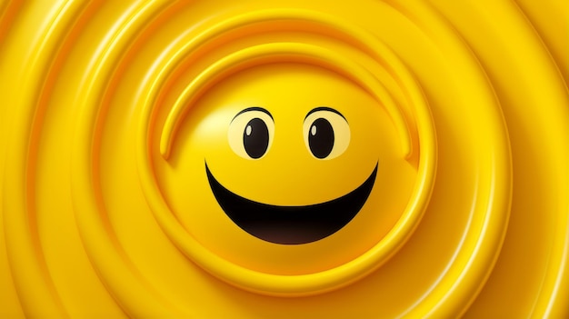 a yellow smiley face in the center of a circular yellow background