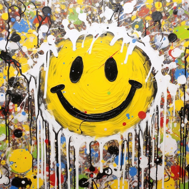 Photo yellow smiley face painted