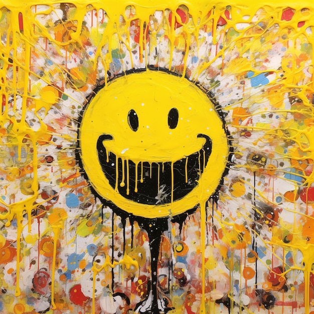 Yellow smiley face painted