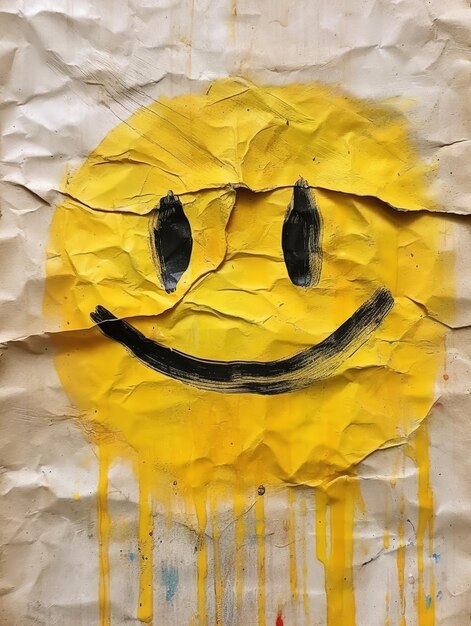 Photo yellow smiley face painted