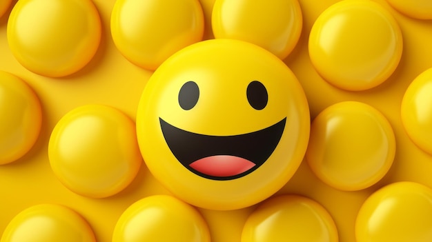 A yellow smiley face surrounded by many eggs