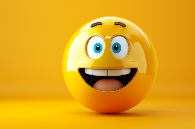 A yellow smiley face with big eyes and a big grin