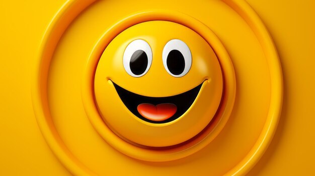 A yellow smiley face with a happy expression on a yellow background