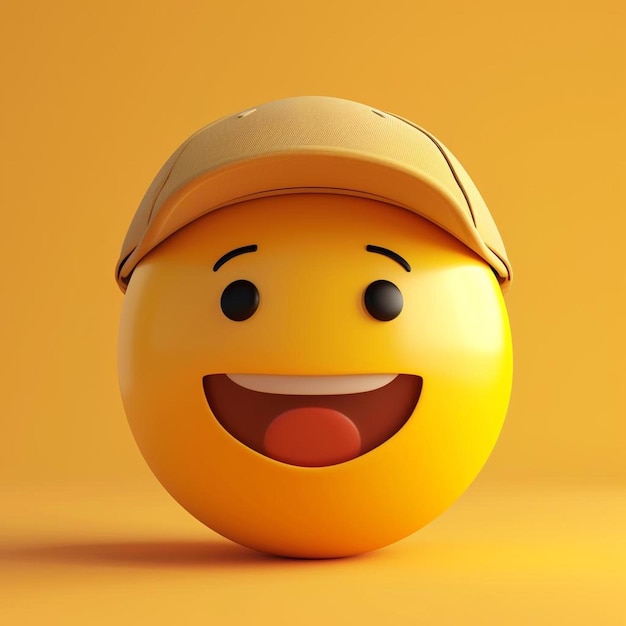 a yellow smiley face with a hat on