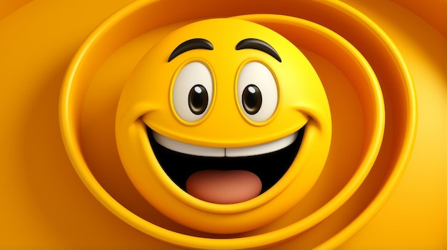 A yellow smiley face with an open mouth