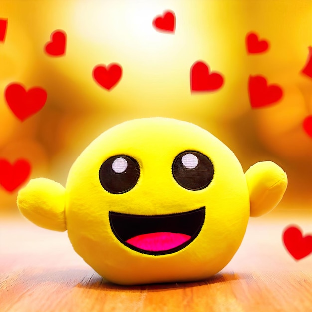 A yellow smiley face with a red heart on the front.