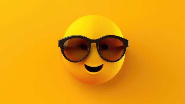 Photo a yellow smiley face with sunglasses on and a yellow background.