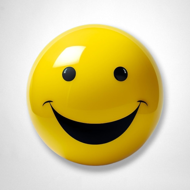 Foto emoticon sorridente gialla nello stile di cartoni animati realistici e intelligenti