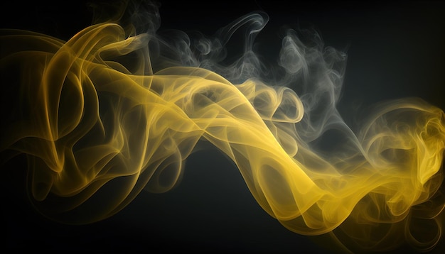 A yellow smoke is shown against a black background