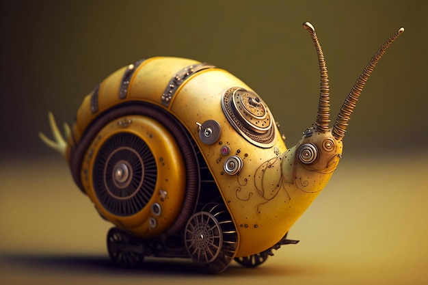 A yellow snail made by the artist.