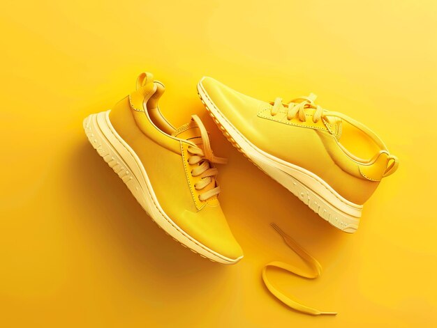 Yellow sneakers on a yellow background