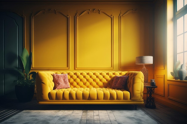 Yellow sofa Modern home color Generate Ai