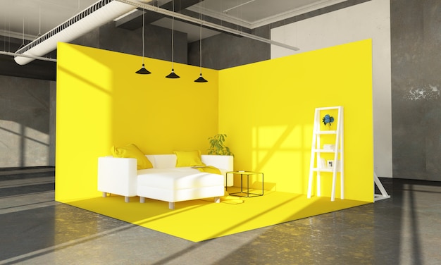 Yellow sofa showroom