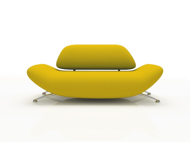 Yellow sofa on white background insulated 3d