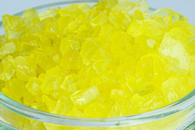 Yellow spa sea salt in a glass jar