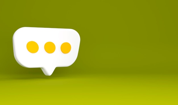 Yellow speech bubble chat 3d rendering on olive background