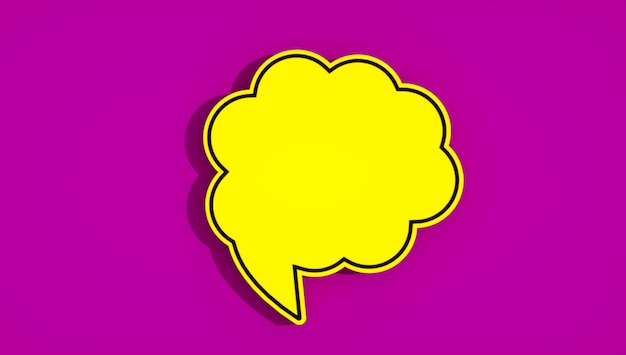 Photo a yellow speech bubble with a black outline on a purple background