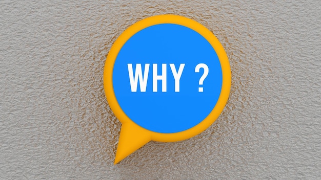 Photo a yellow speech bubble with the word why on it