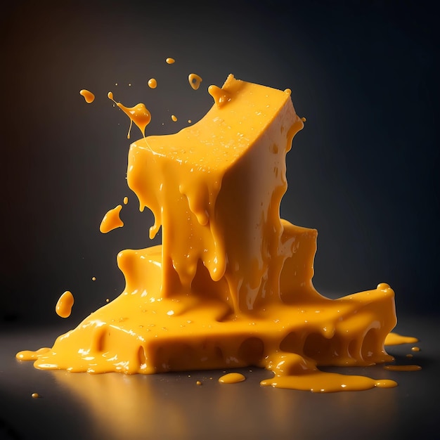 a yellow splash of yellow liquid is shown with a black background.