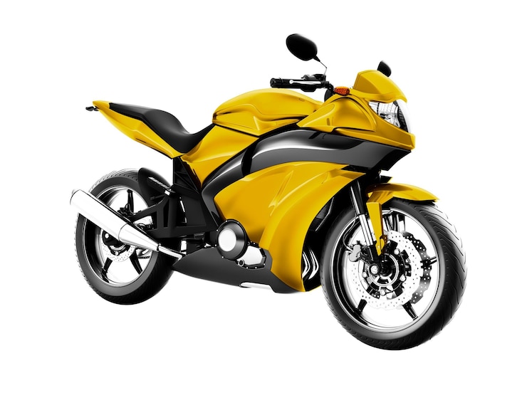 Photo yellow sports bike 3d illustration