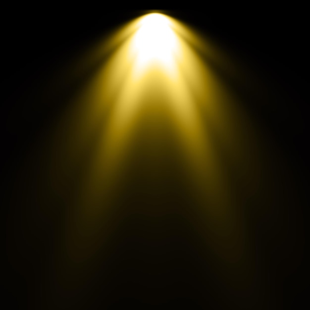 Foto riflettore giallo di illuminazione con sfondo nero