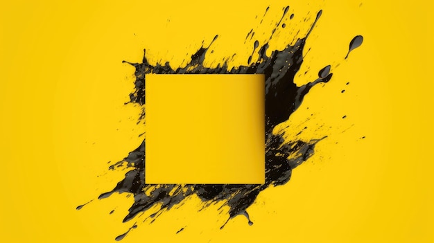 A yellow square with black paint on it