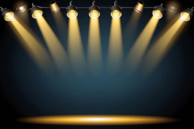 Yellow stage lighting background with spotlight vector illustration