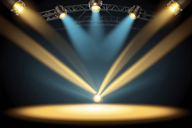 Photo yellow stage lighting background with spotlight vector illustration