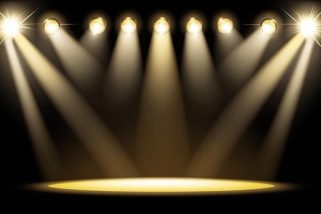 Photo yellow stage lighting background with spotlight vector illustration