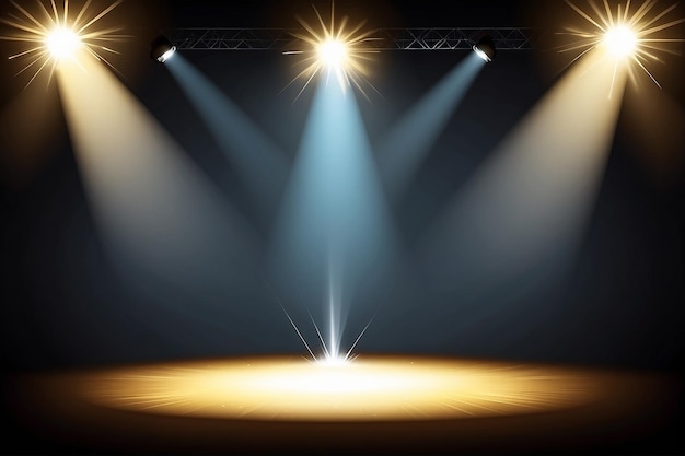 Photo yellow stage lighting background with spotlight vector illustration