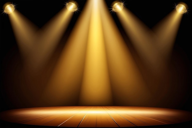 Yellow stage lighting background with spotlight vector illustration