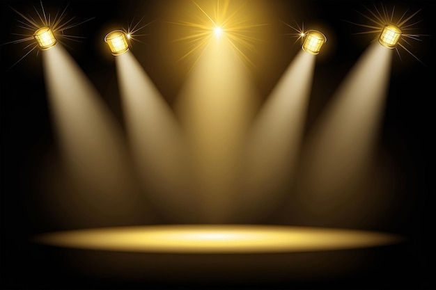 Photo yellow stage lighting background with spotlight vector illustration