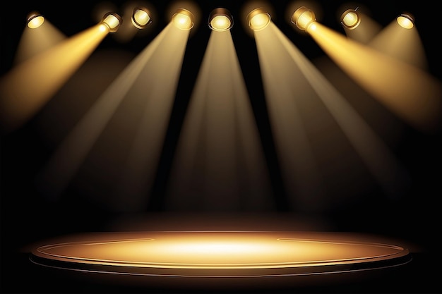 Yellow stage lighting background with spotlight vector illustration