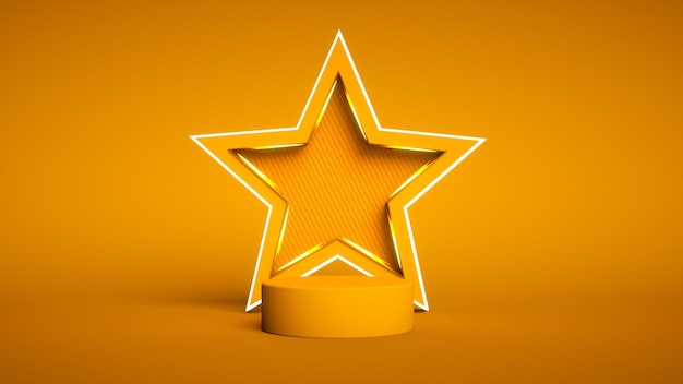 yellow star and podium template for cosmetics show business sports or something else