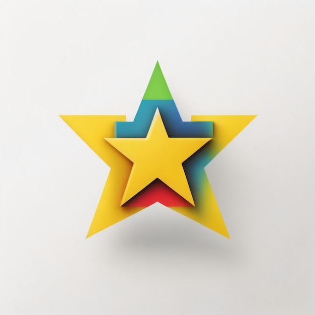 A yellow star with different colors on it