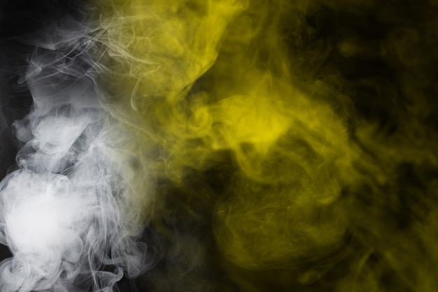 Yellow steam on a black background