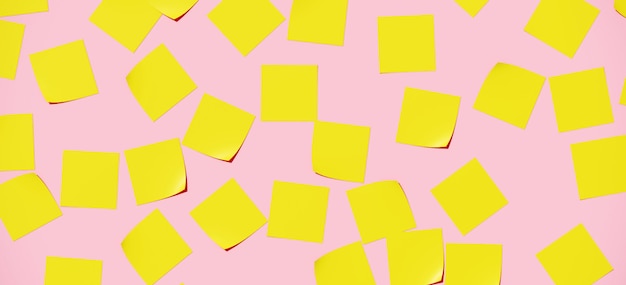 Yellow sticky note paper on pink background