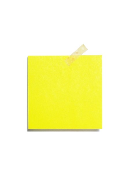 yellow sticky note on white background