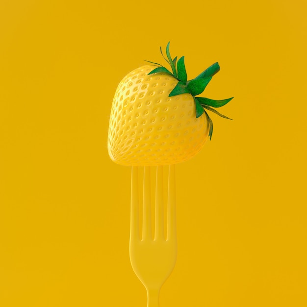 Yellow strawberry minimal idea concept