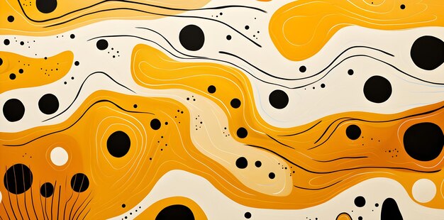 Yellow stripes pattern with black and white circles and squiggles