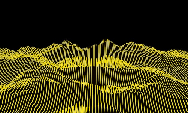 Yellow stripped terrain Abstract wave