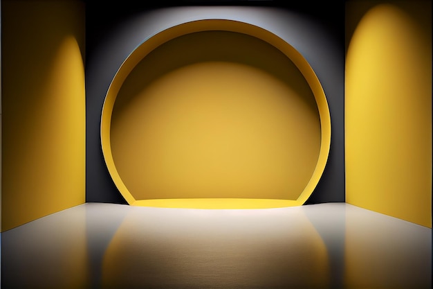 Yellow studio room background with spotlight on Illustrator Generative AI