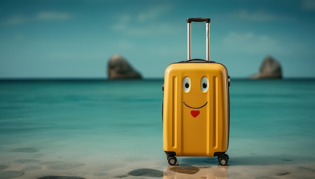 黄色のスーツケース 夏休みの旅行の時間