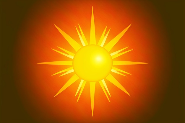 A yellow sun with a dark orange background and the sun in the middle.