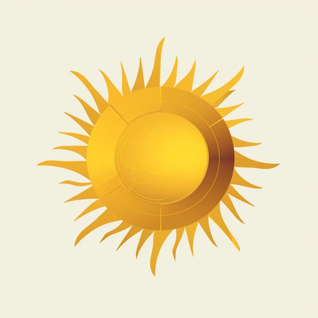 A yellow sun with a gold center and a white background.