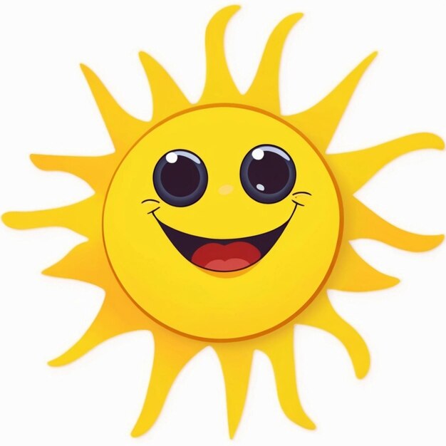 Photo a yellow sun with a smile that says happy smile