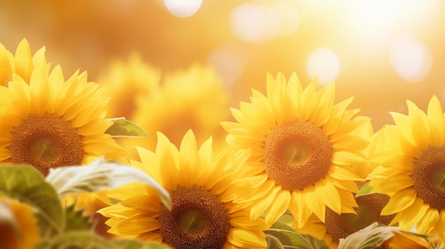 A yellow sunflower background in the sunlight