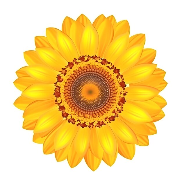 Yellow sunflower on a white background