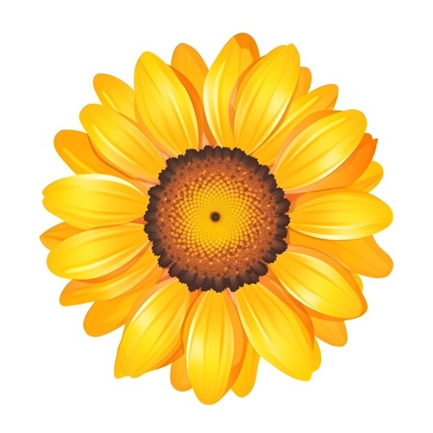 A yellow sunflower on a white background