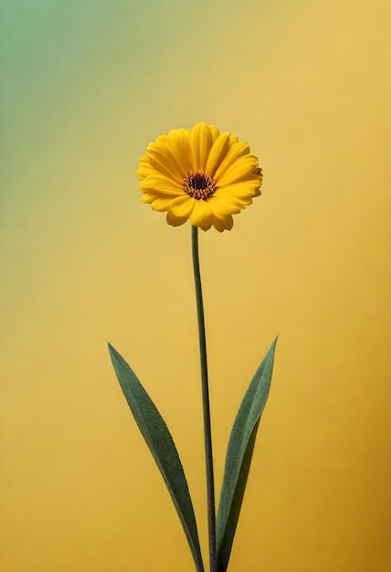 yellow sunflower on yellow background